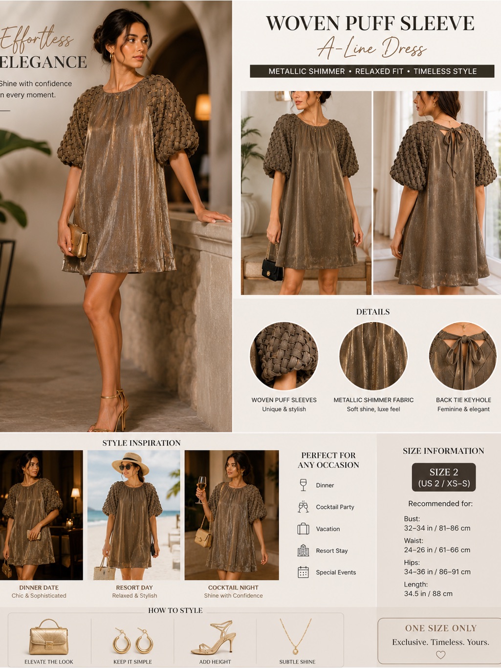 Nwt 12th Street By Cynthia Vincent Pleated Metallic Dress